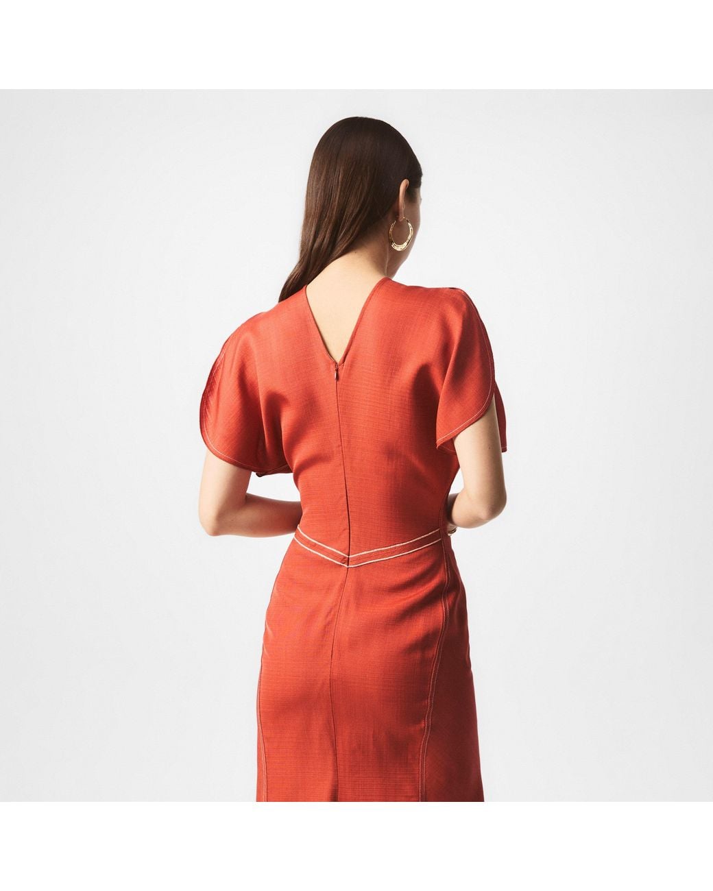 Victoria Beckham Tailored Ruched Front Midi Dress