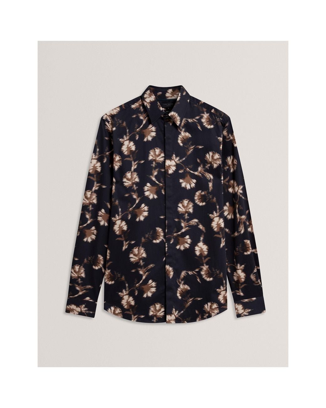 Ted Baker Black Floral Viscose Long-Sleeve Shirt for men