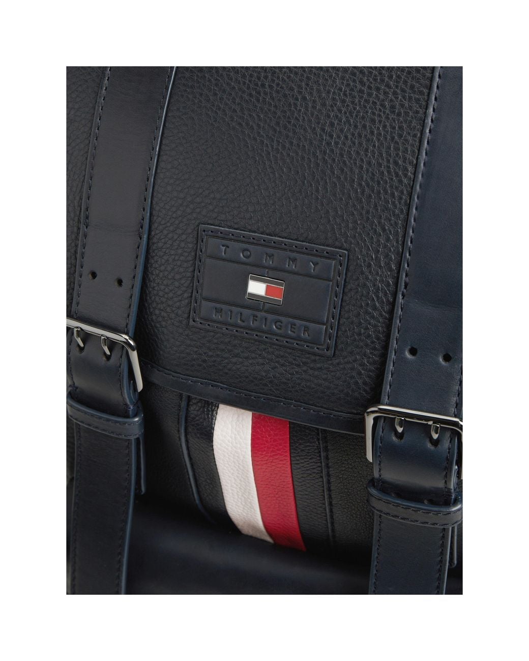 Tommy Hilfiger Blue Signature Stripe Leather Backpack