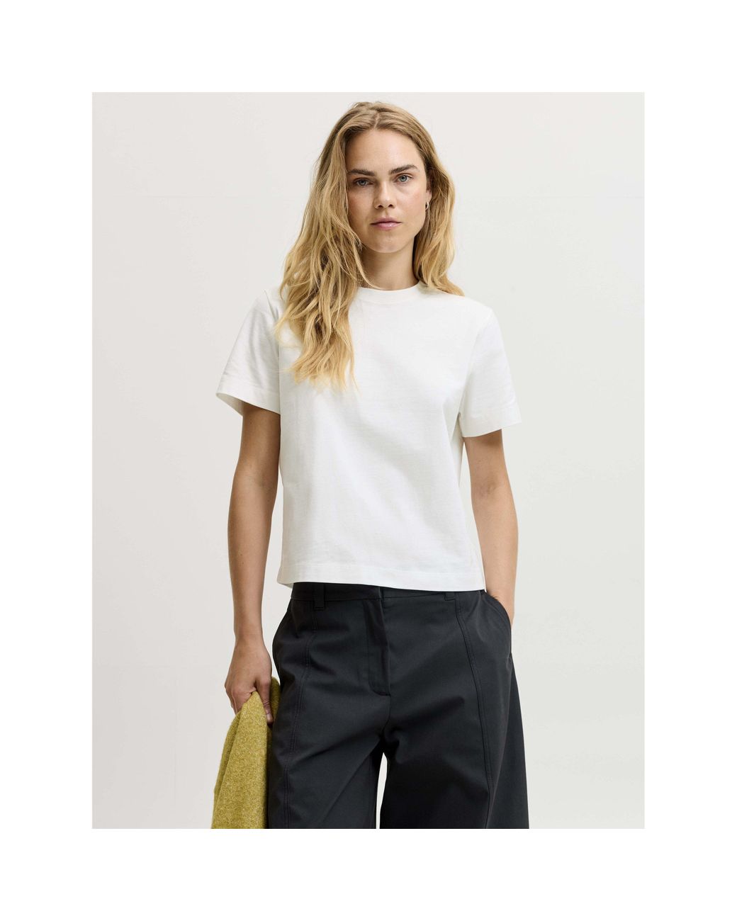 JJXX White Sophia Boxy Short-Sleeve Cotton T-Shirt