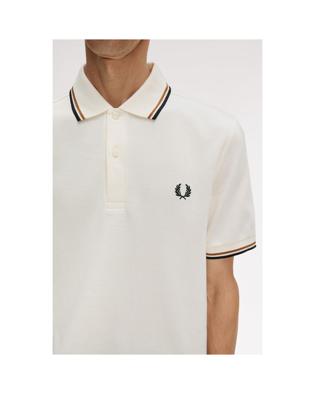 Fred Perry White Short Sleeve Twin Tipped Polo Shirt for men