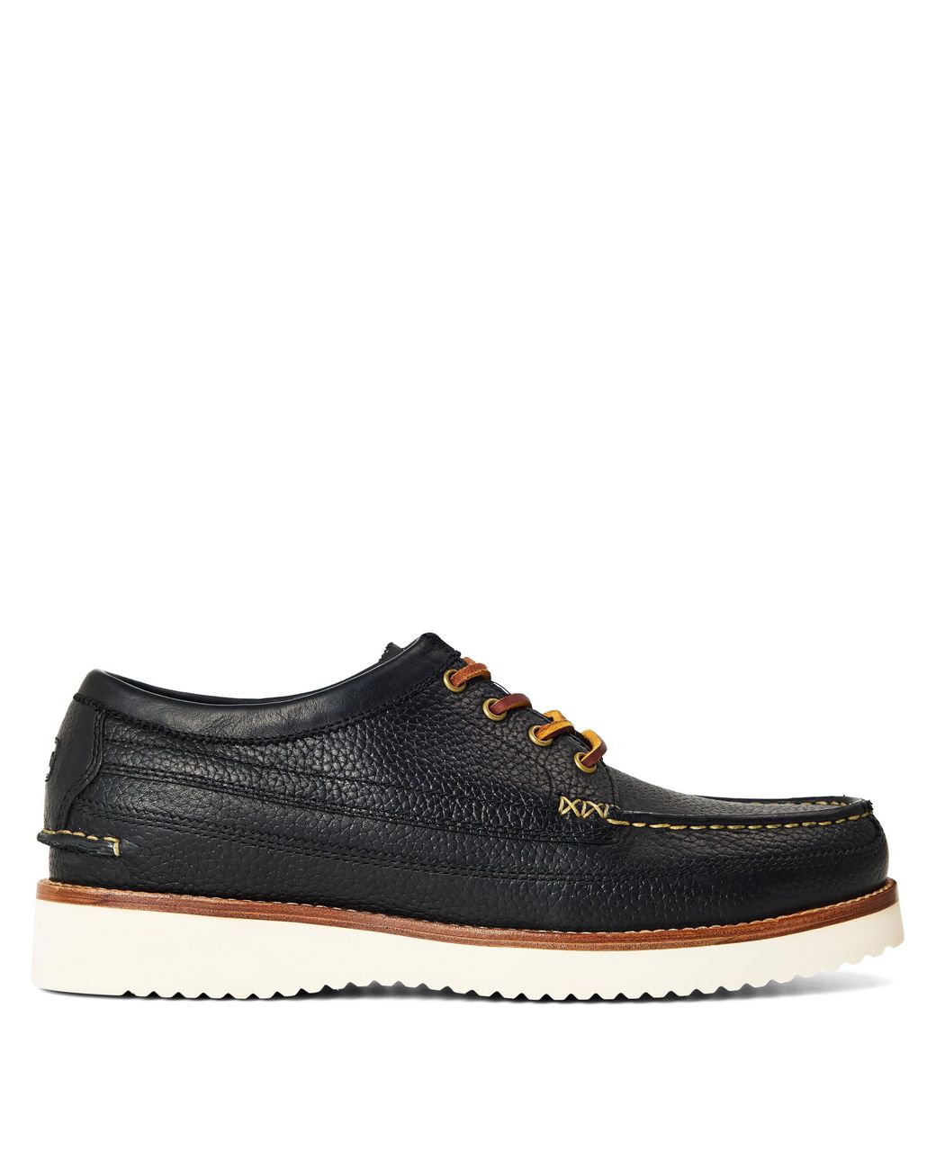Polo Ralph Lauren Blue Ranger Low Leather Lace-Up Moc Toe Shoes for men