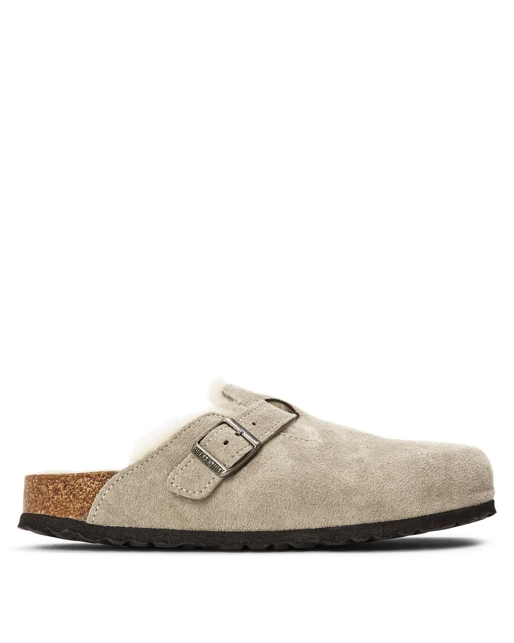 Birkenstock Natural Boston Shearling Suede Clogs