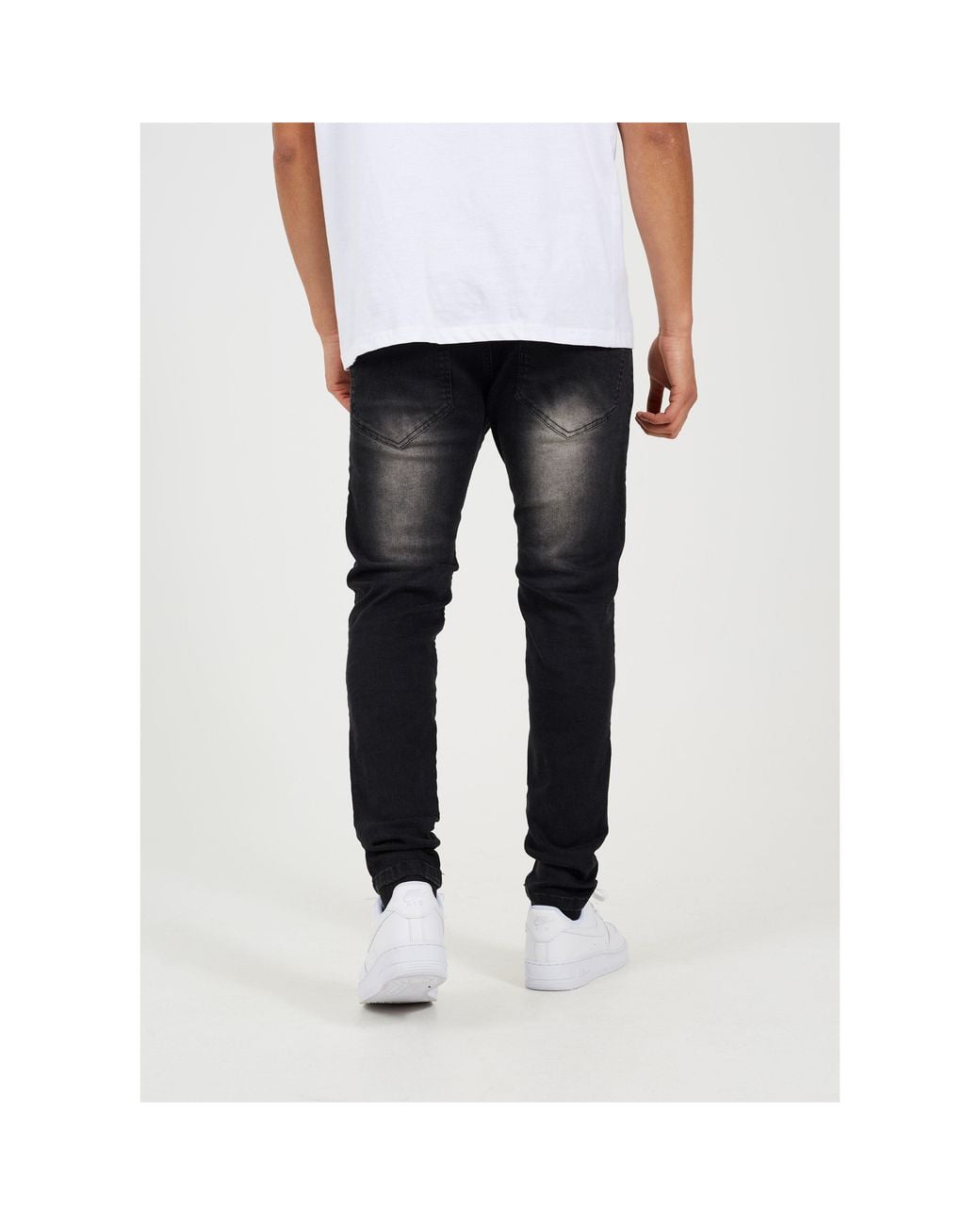 Brave Soul Black Biker Jeans With Distressed Details for men