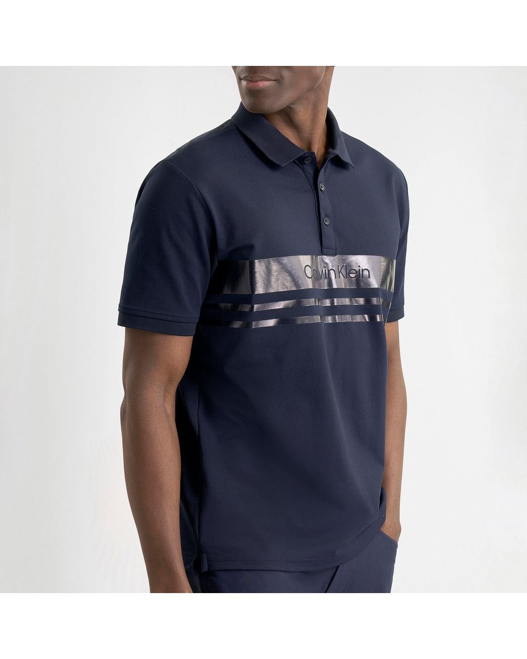 Calvin Klein Blue Short Sleeve Performance Polo Shirt for men