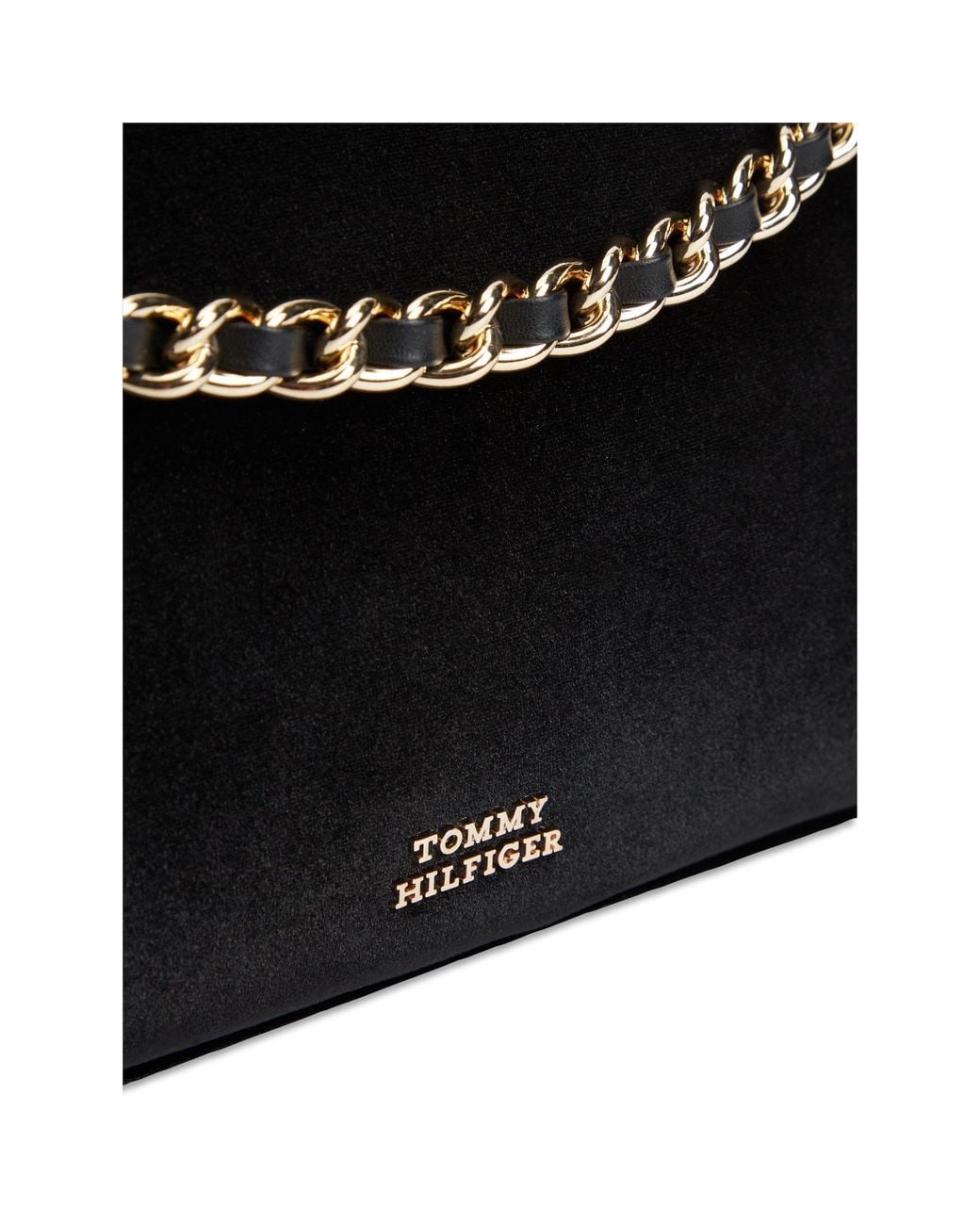 Tommy Hilfiger Black Velvet Wallet On Chain