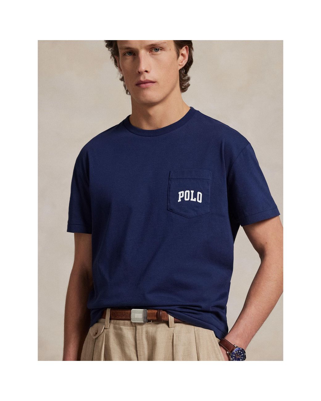 Polo Ralph Lauren Blue Bear Print Crew Neck T-Shirt for men