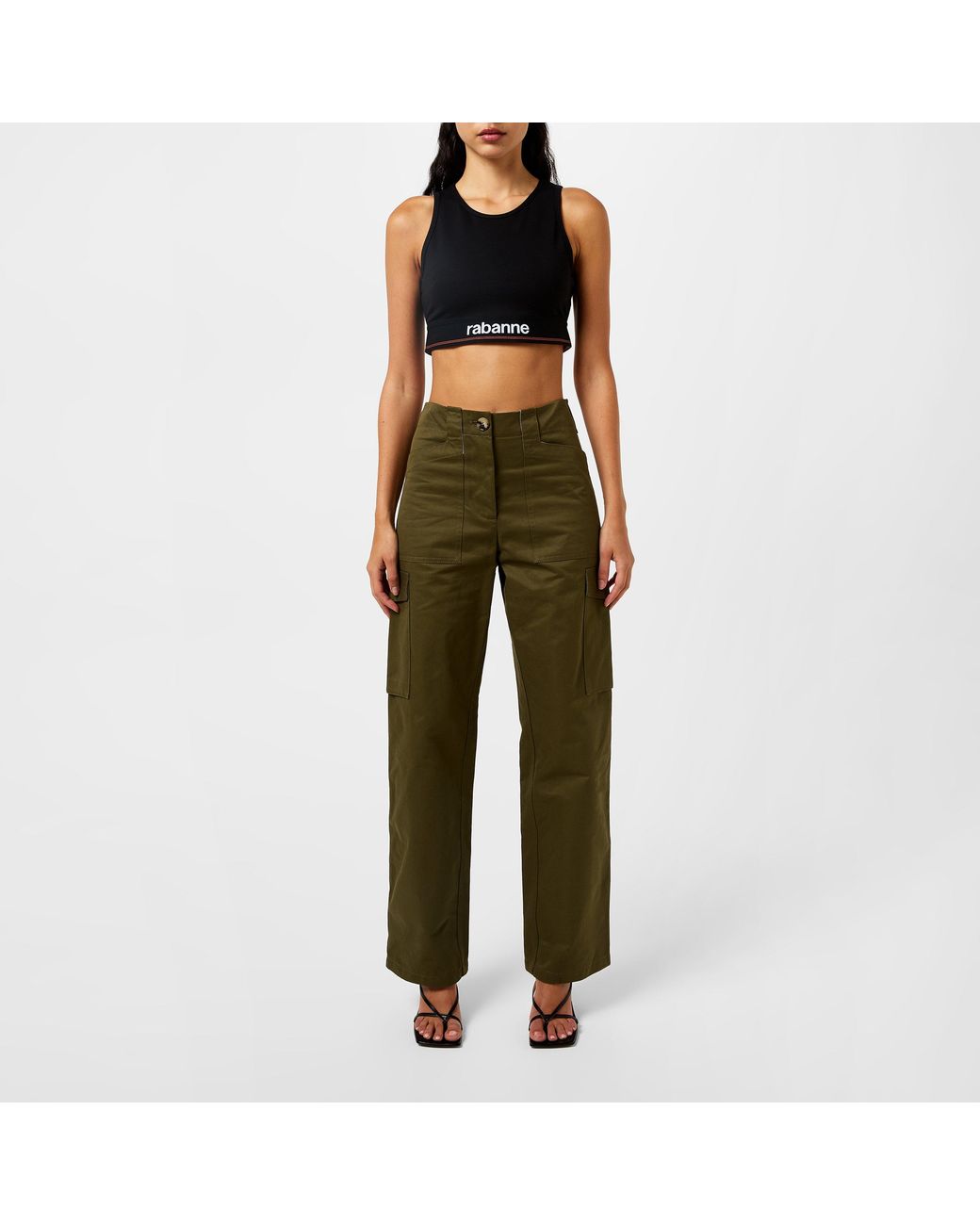 Rabanne Green Paco Logo Crop Vest Ld42