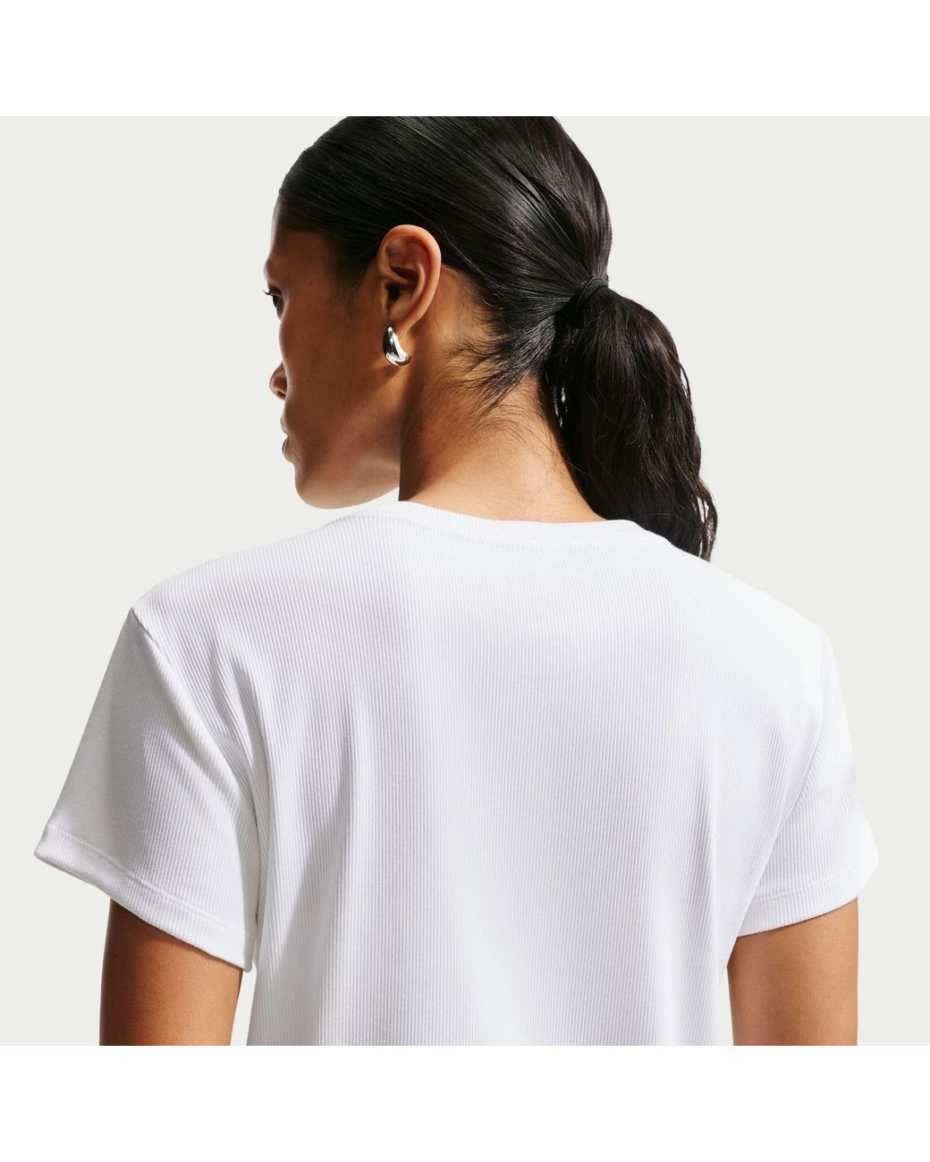 Nike White Tight Ribbed Short-Sleeve T-Shirt