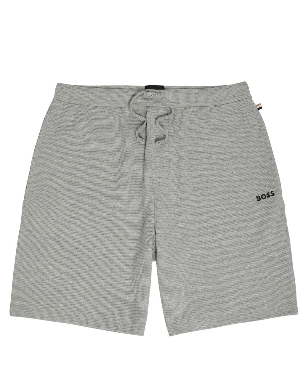 HUGO Gray Waffle Cotton Pyjama Shorts for men