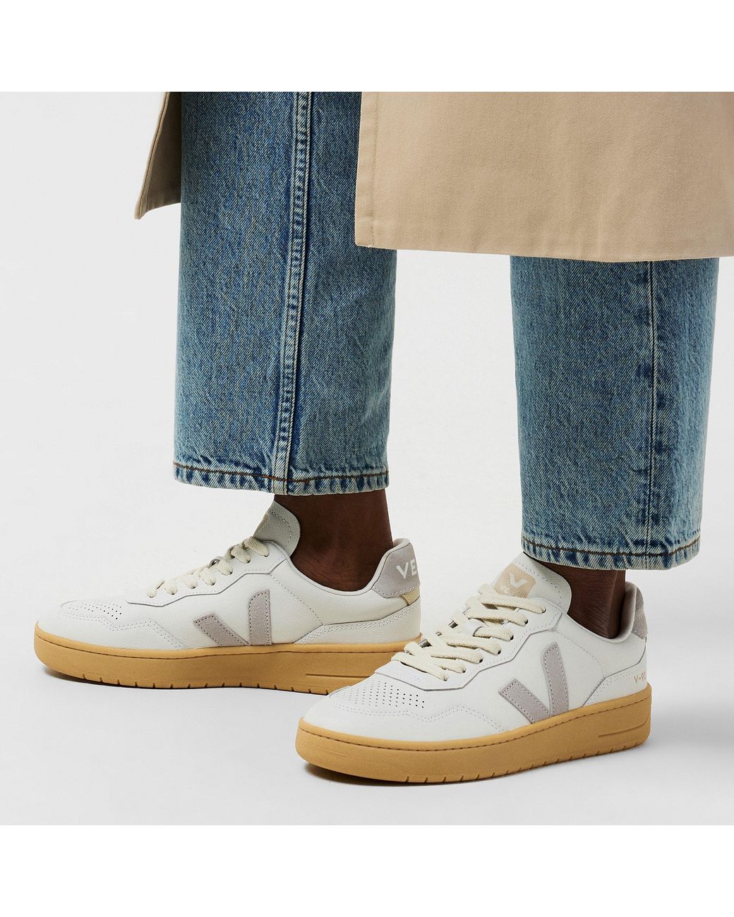 Veja White Bastle Leather Court Trainers