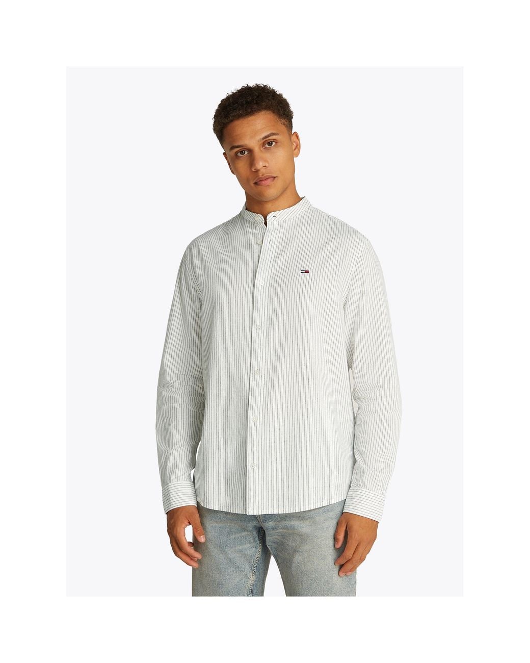 Tommy Hilfiger White Tj Linen Long-Sleeve Patterned Shirt for men