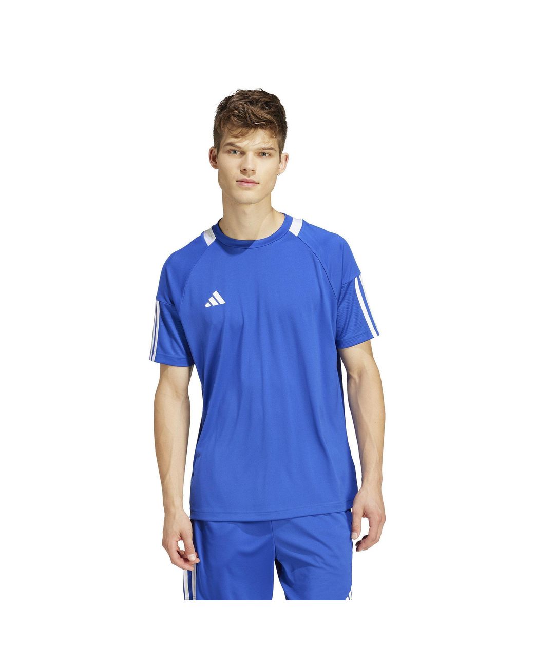 Adidas Blue Classic 3 Stripe Sereno T-Shirt for men