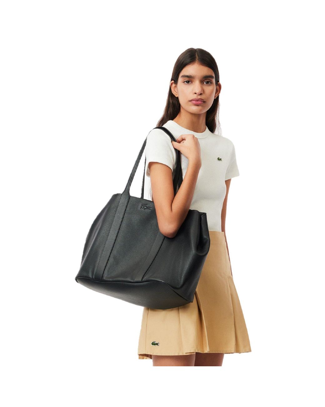 Lacoste Black Xl Shopping Top Handle Bag
