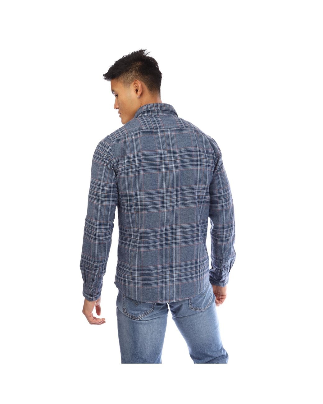 Peter Werth Blue Filmer Long Sleeve Plain Shirt for men