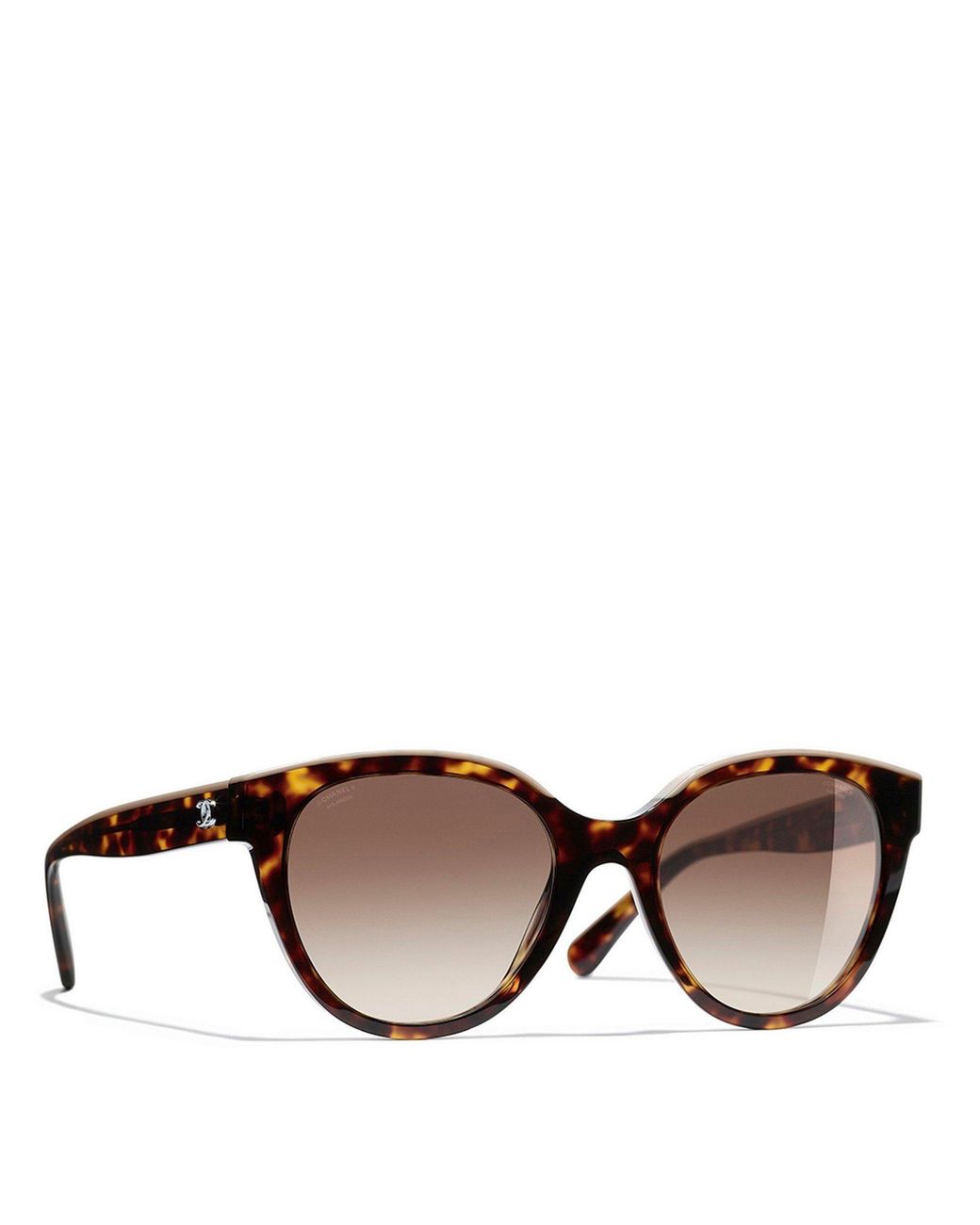 Chanel Brown Round Havana Cc Sunglas