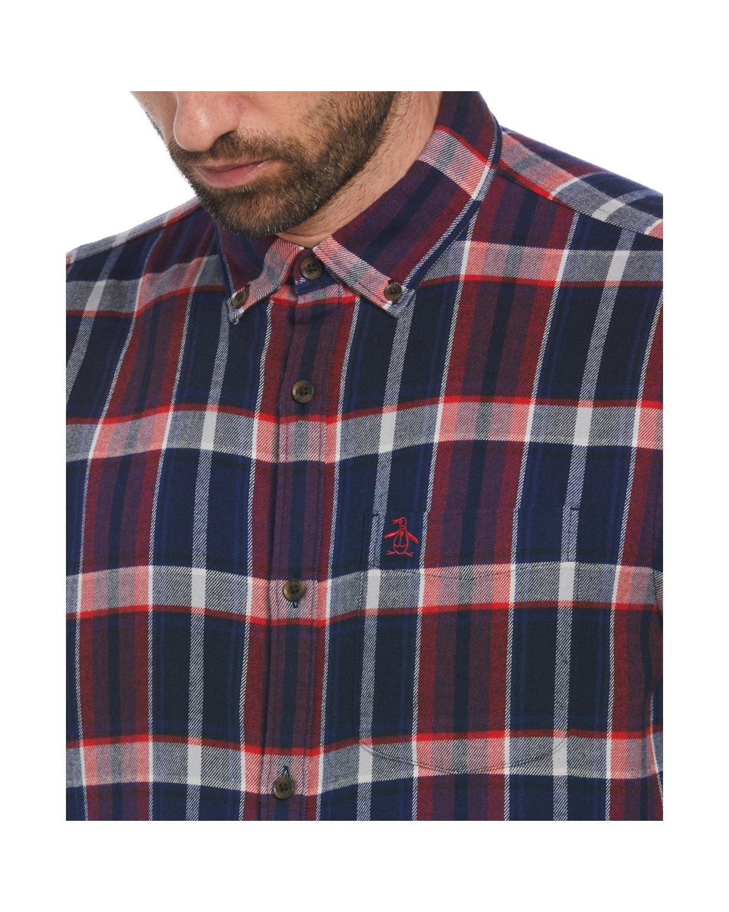 Original Penguin Blue Long Sleeve Patterned Shirt for men