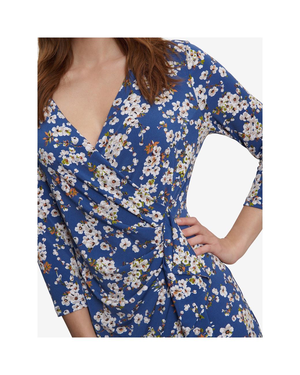 Gina Bacconi Blue Wendy Printed Jersey Dress