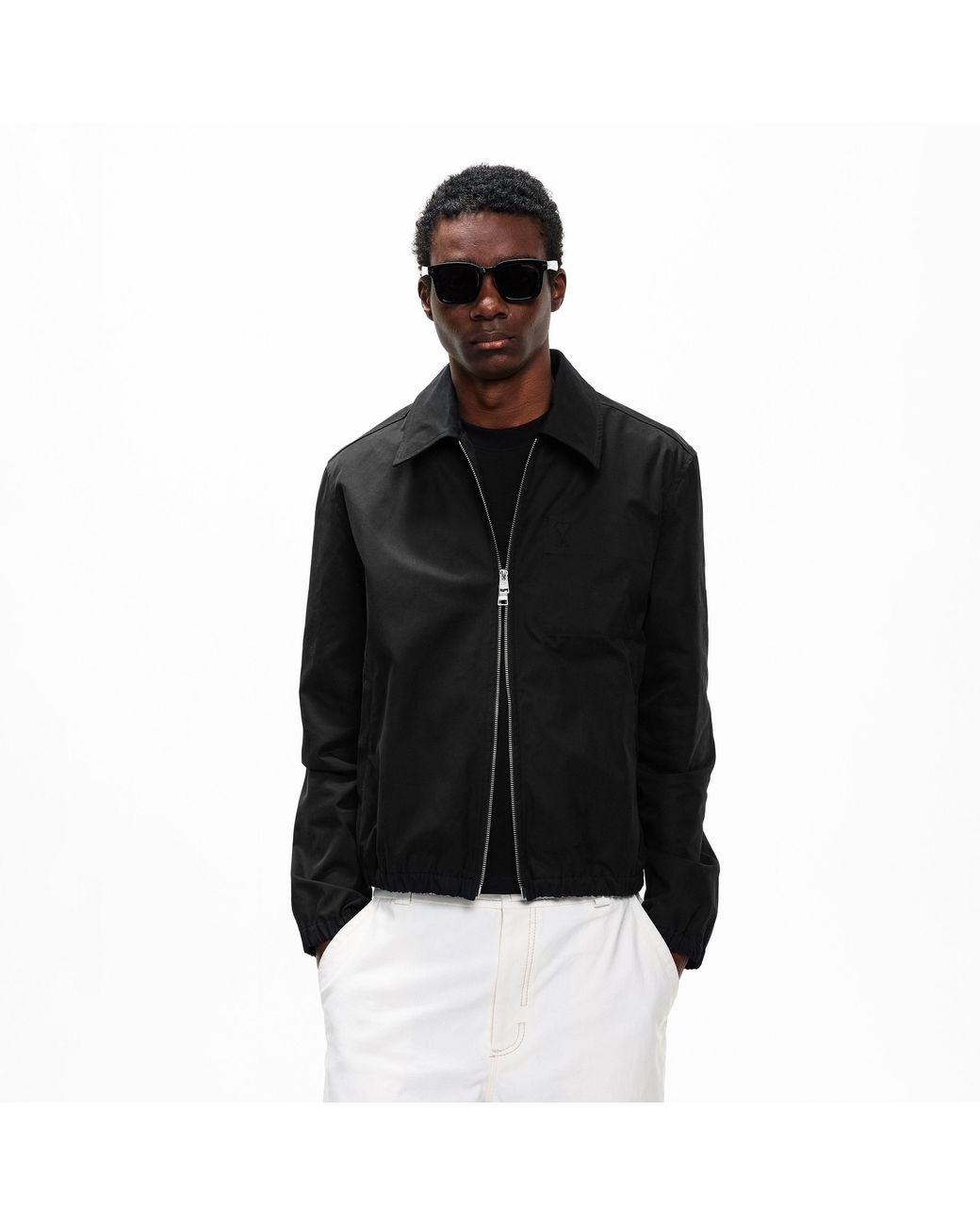 AMI Black Embossed Harrington Jacket for men