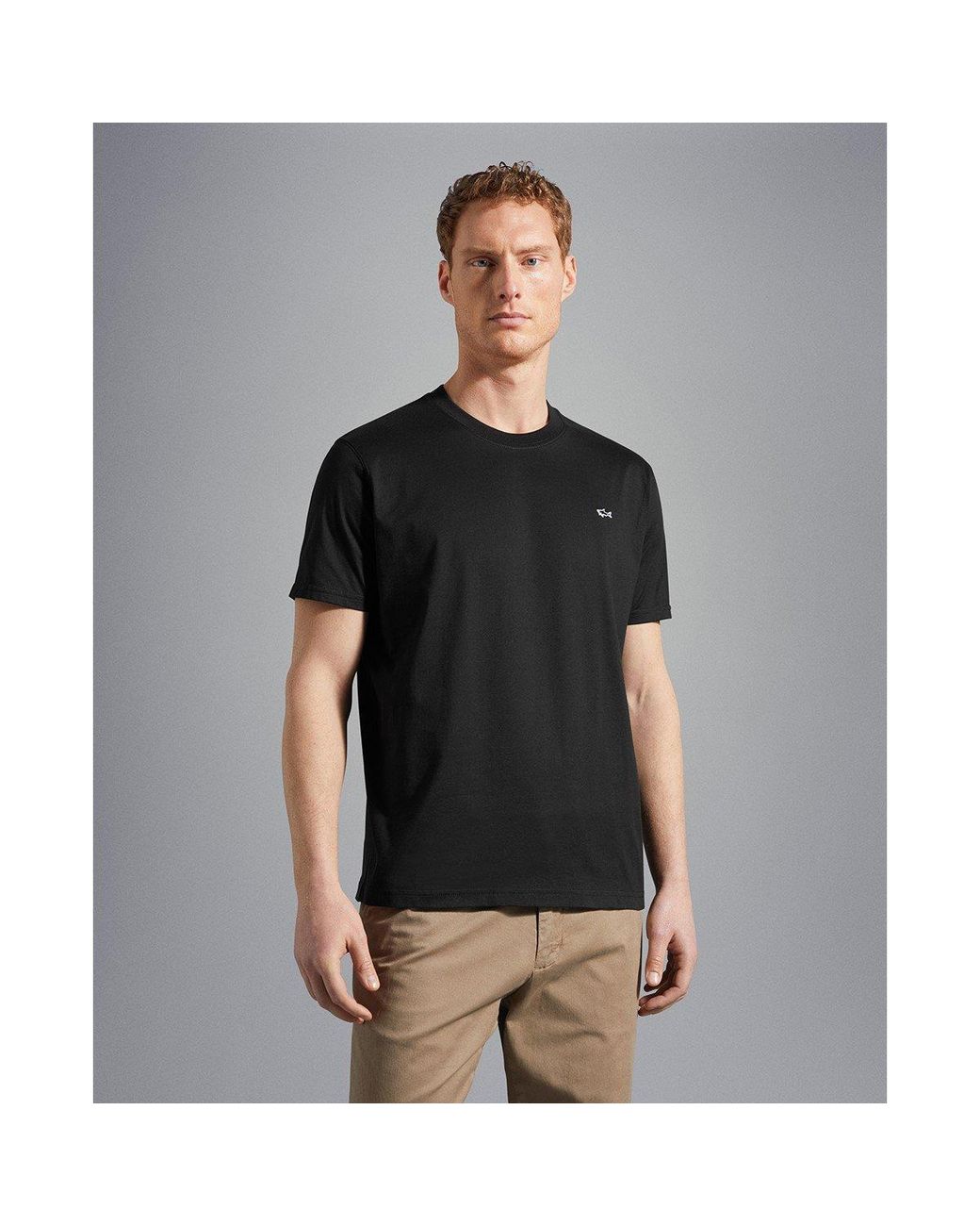 Paul & Shark Black Embroidered Logo T-Shirt for men