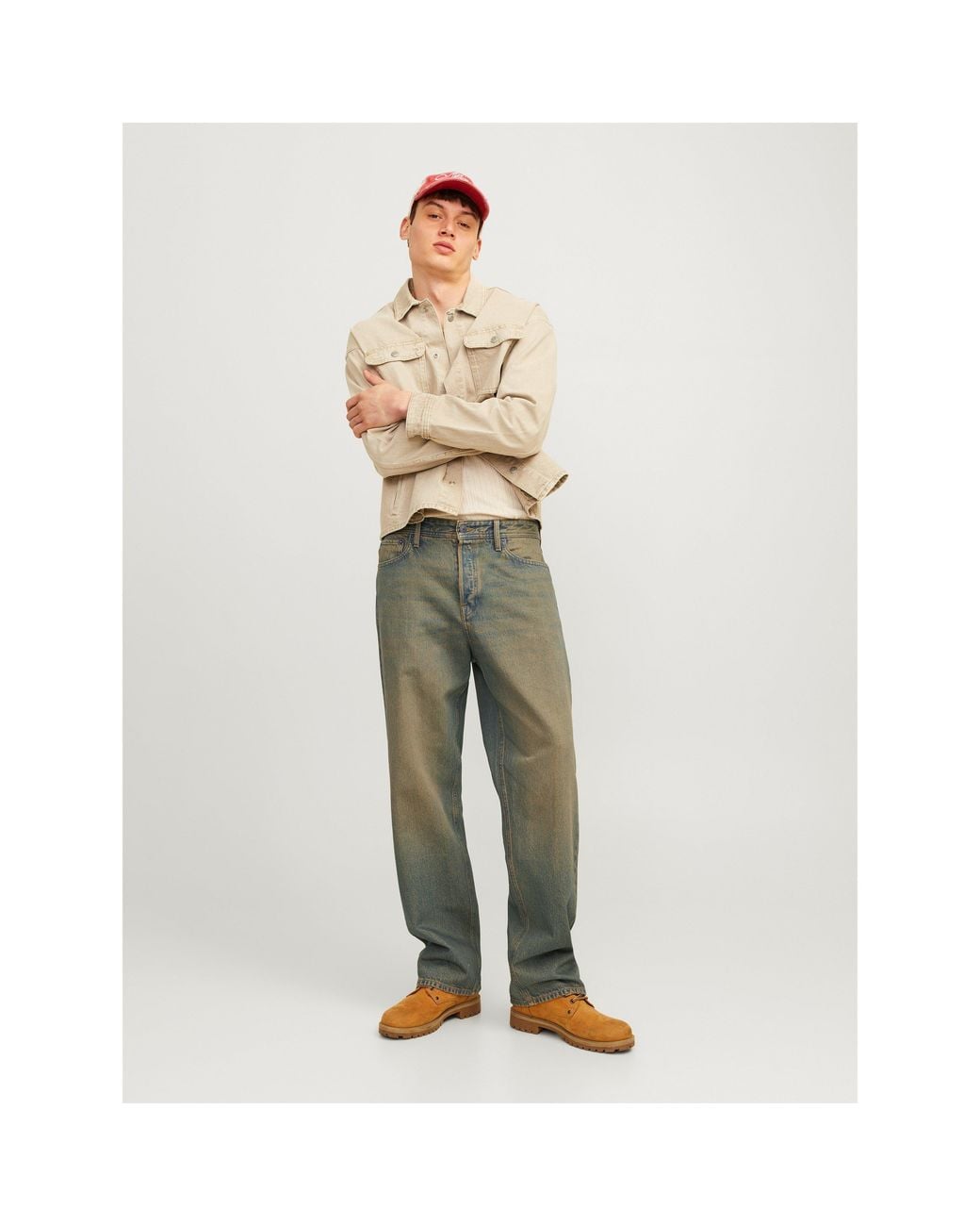 Jack & Jones Green Alex Straight Leg Jeans for men