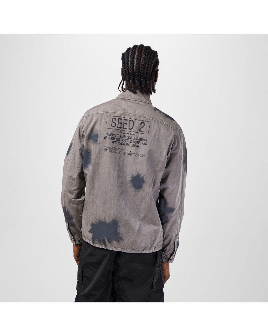 C P Company Gray Seed 2 Zip Overshirt for men