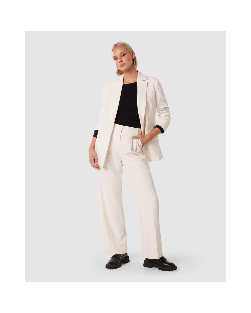 Forever New White Tessa Straight Leg Pants