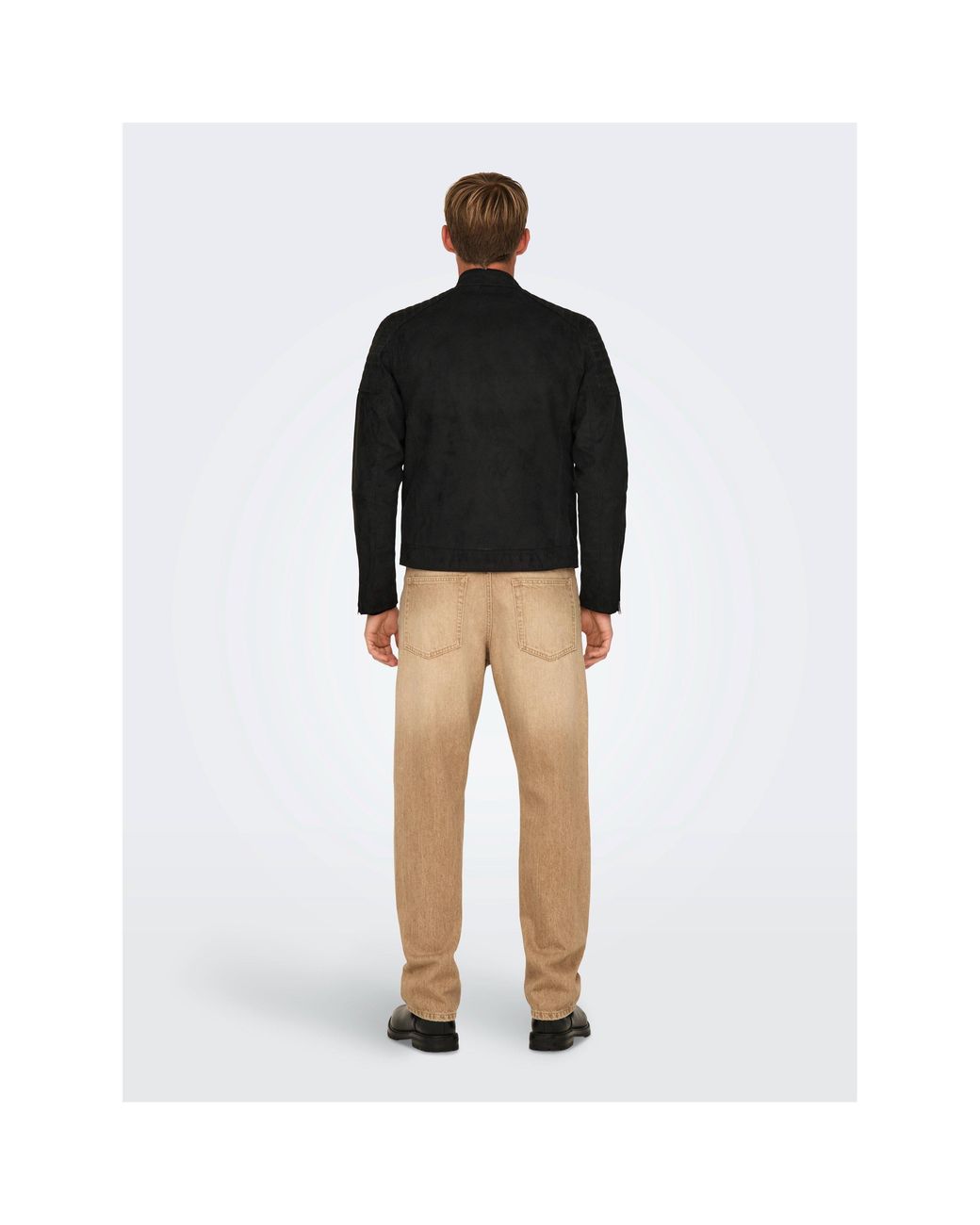 ONLY Black Bomber Faux Leather Jacket for men