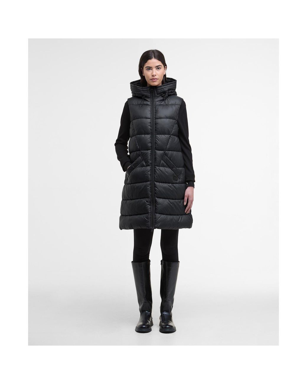 Barbour Black Cecilla Funnel Neck Full Zip Sleeveless Gilet