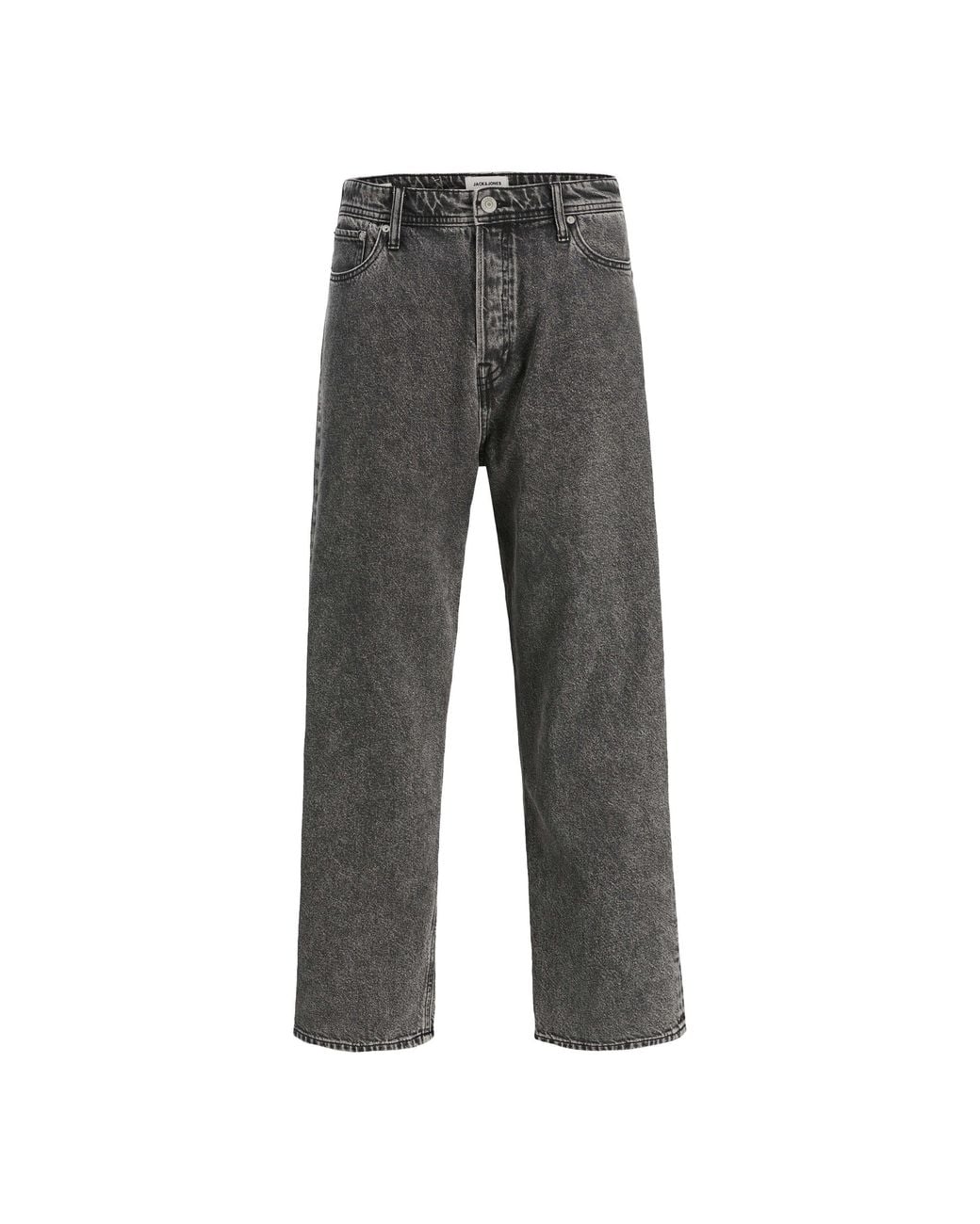 Jack & Jones Gray Alex Original Cotton High-Waisted Wide-Leg Jeans for men