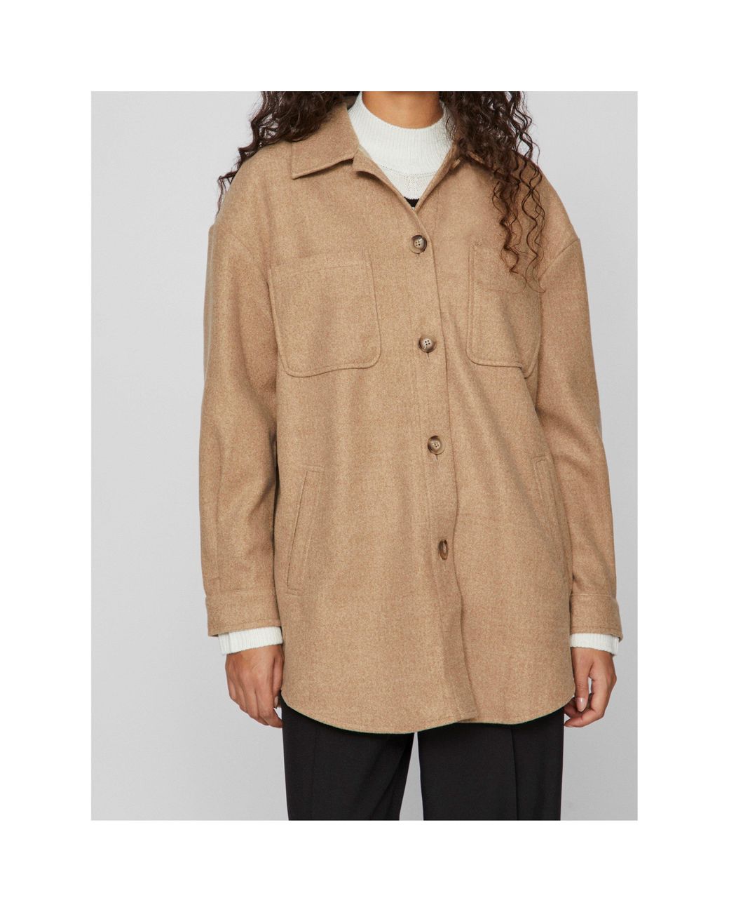 Vila Natural Long Sleeve Shirt Jacket