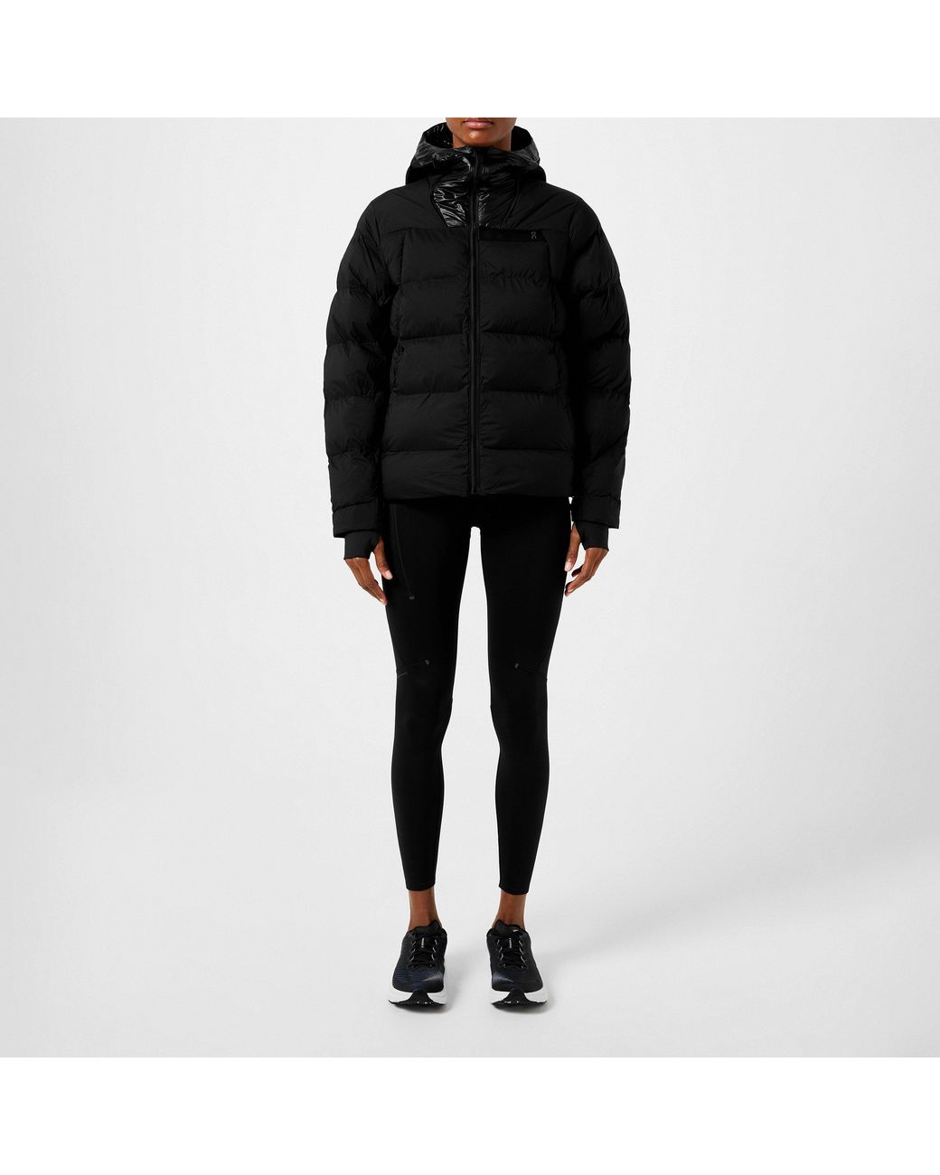On Shoes Black Challenger Hooded Lg Sleeve Zip Puffer Jacket