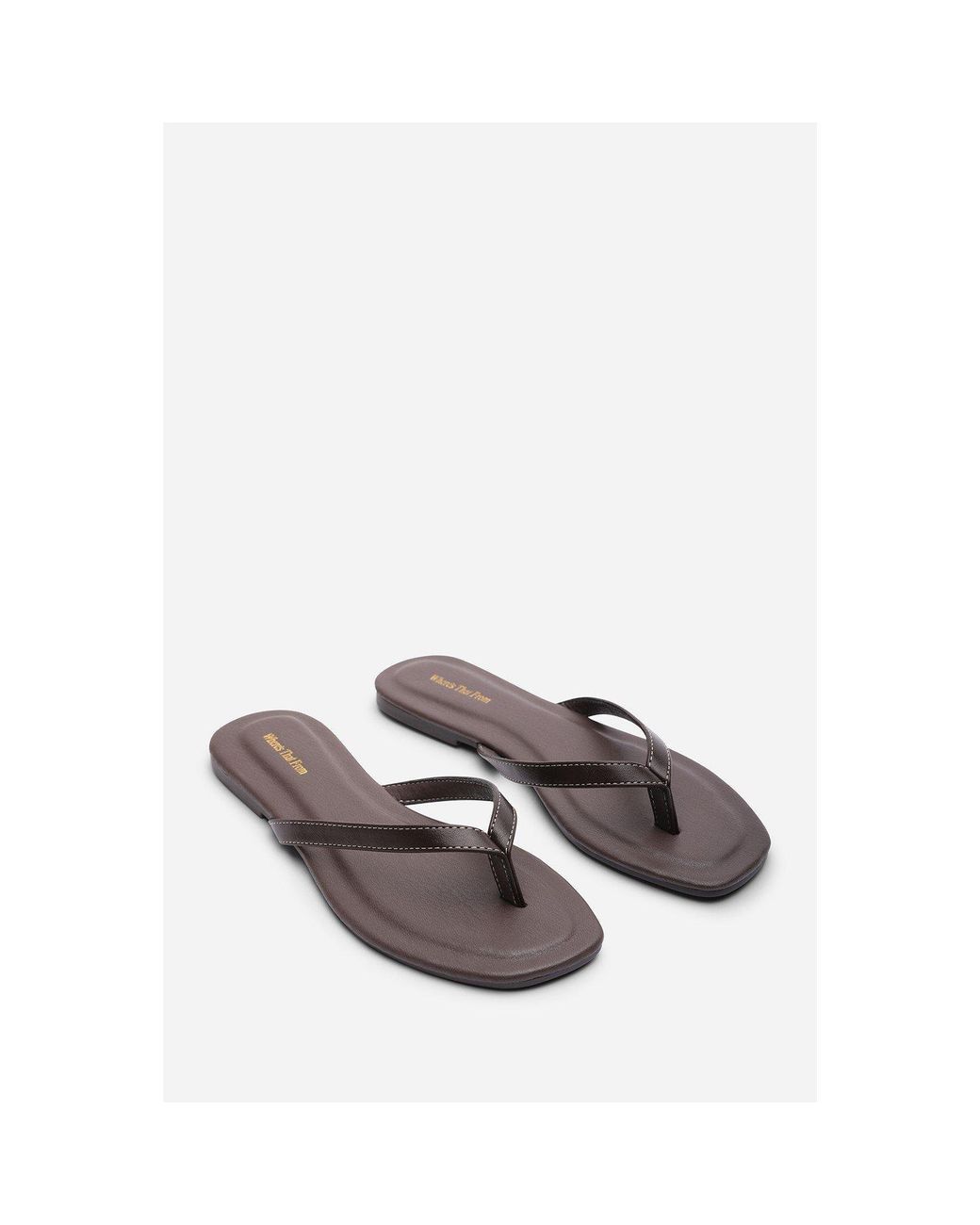 Where's That From Brown Where's Flip Flop Sandal With Contrast Stitch Detail