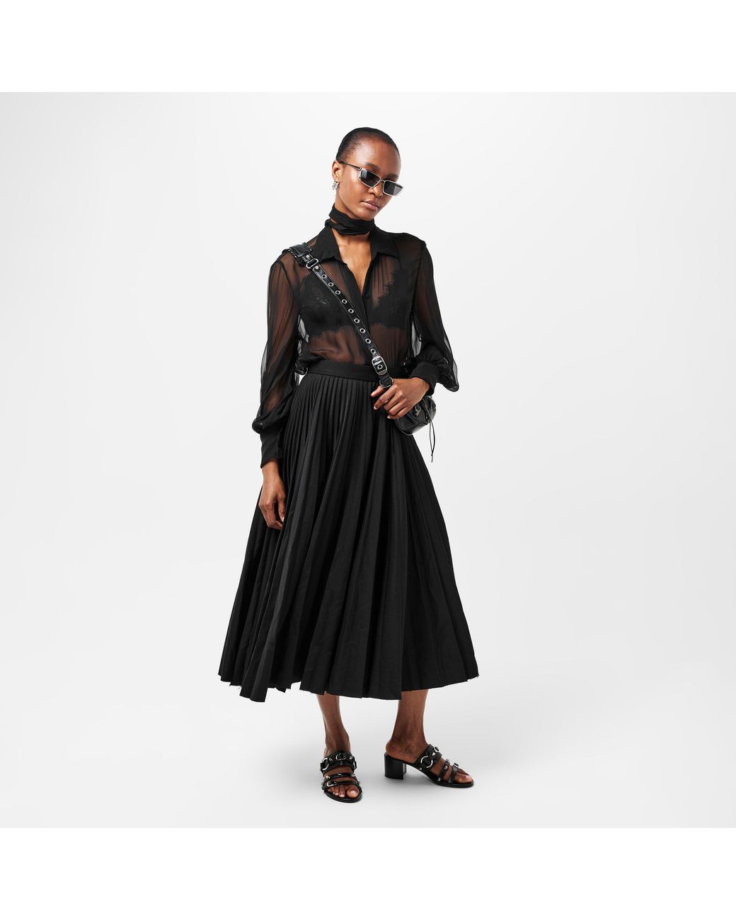 Balenciaga Black City Structured Heel Ankle Fastening Heeled Sandals