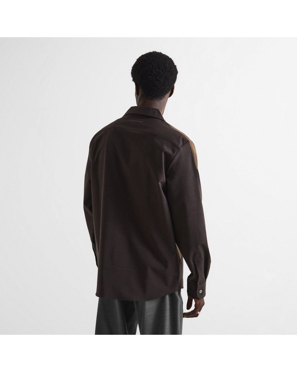 MM6 by Maison Margiela Brown Bonded Long Sleeve Patterned Shirt for men