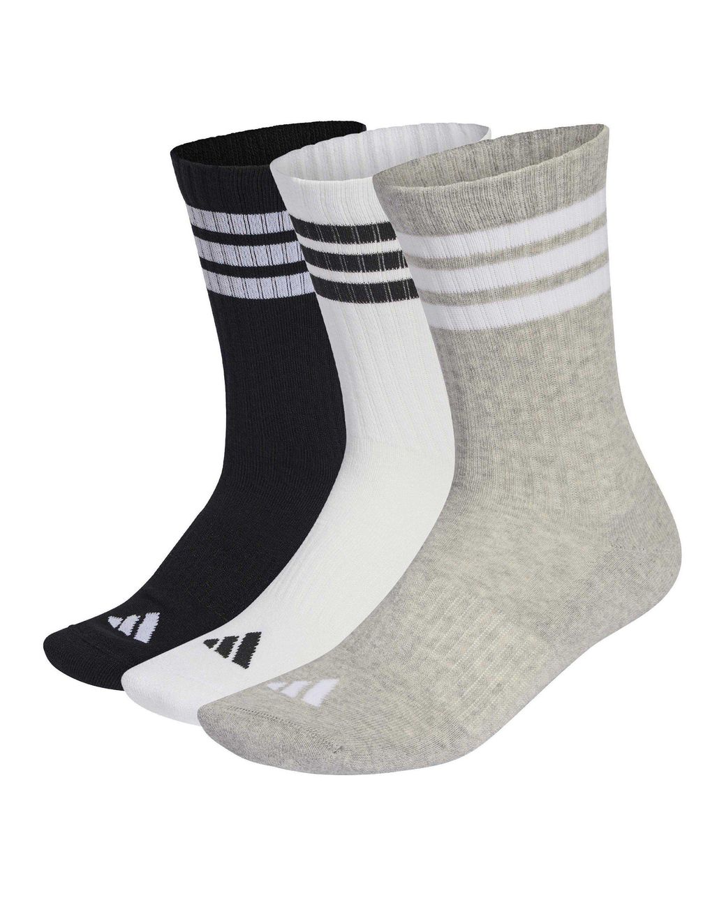 Adidas Gray 3-Pack Crew Socks Adults
