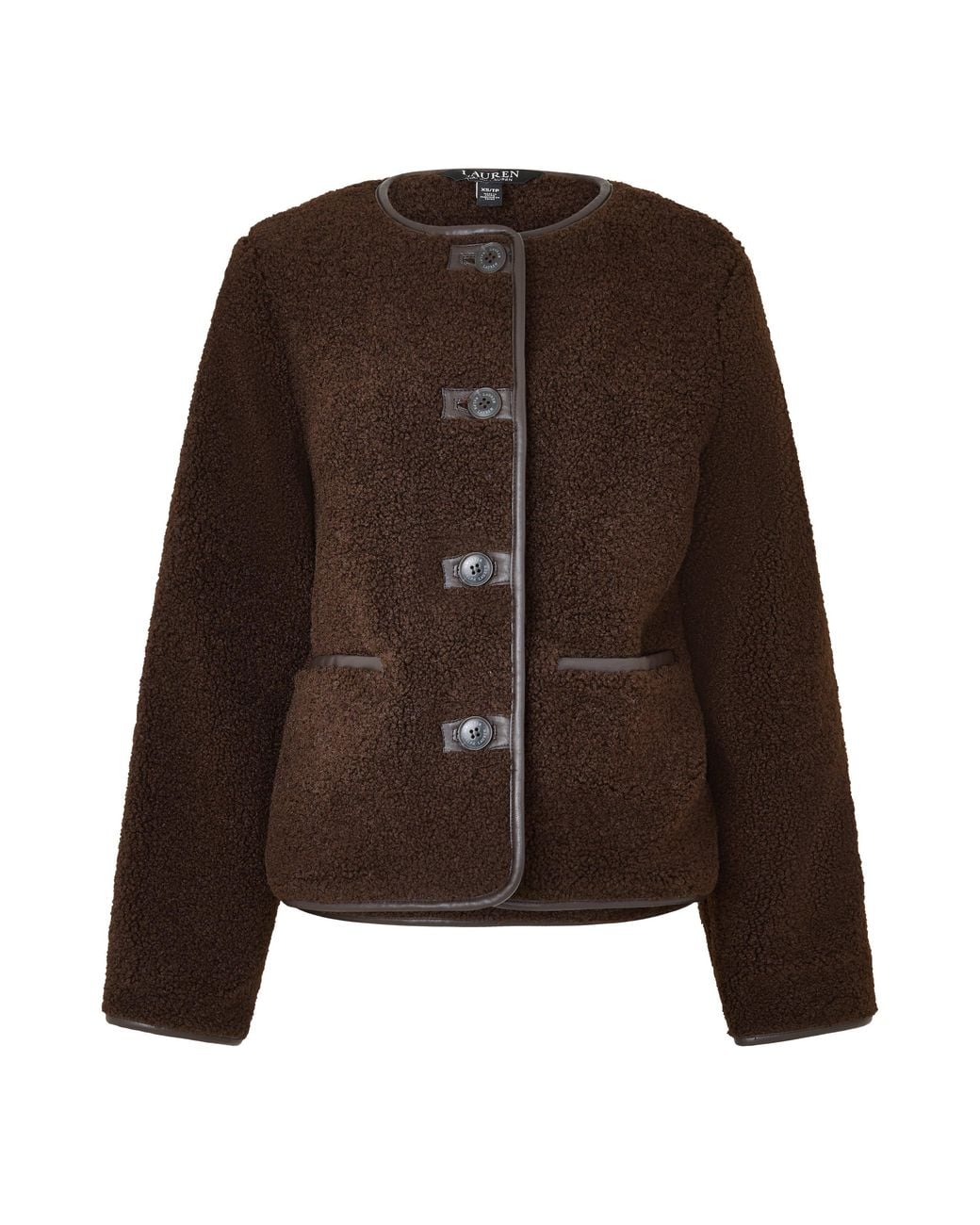 Ralph Lauren Brown Teddy Pu-Lined Shearling Jacket