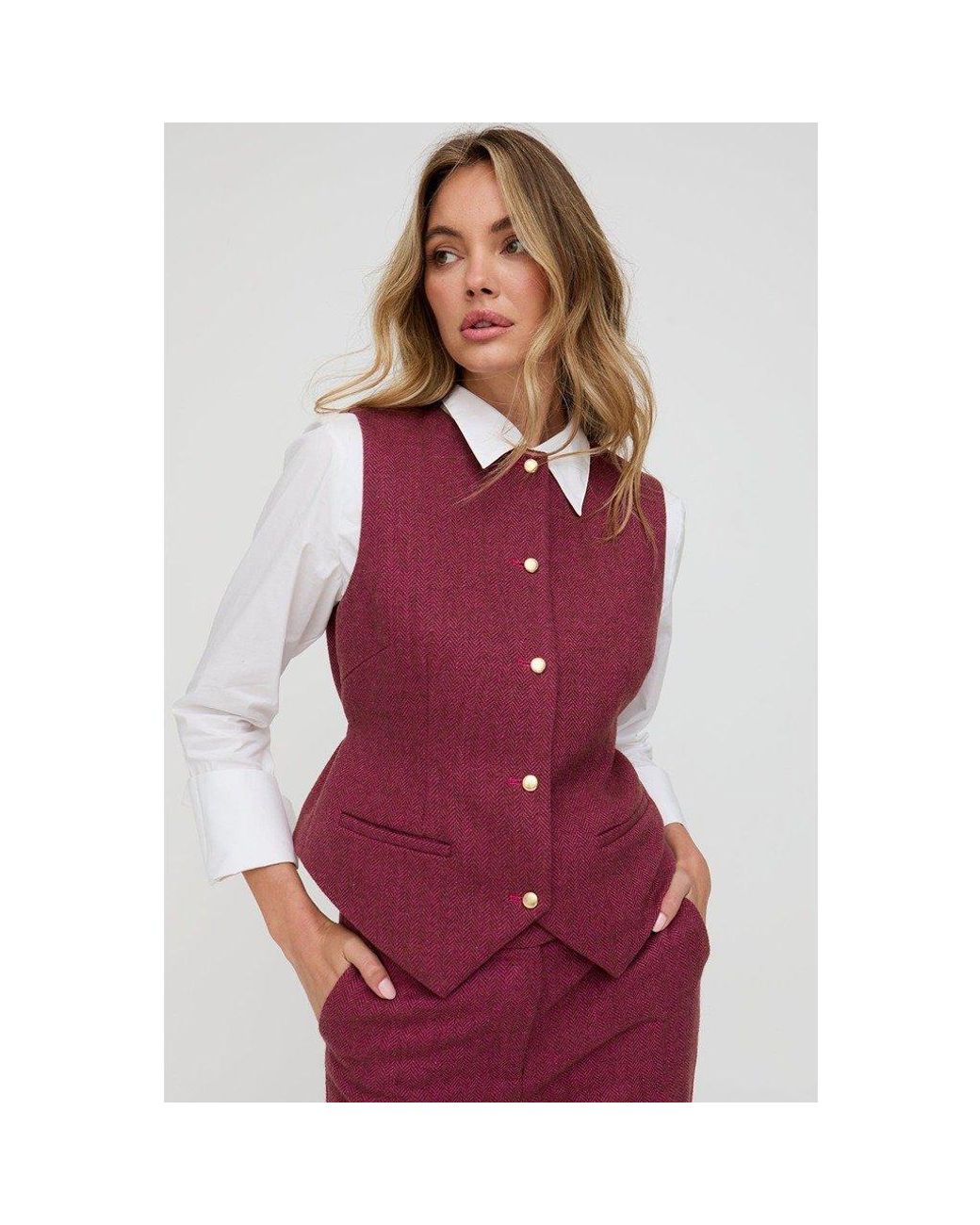Lily and Lionel Pandora Tailored Herringbone Print Waistcoat