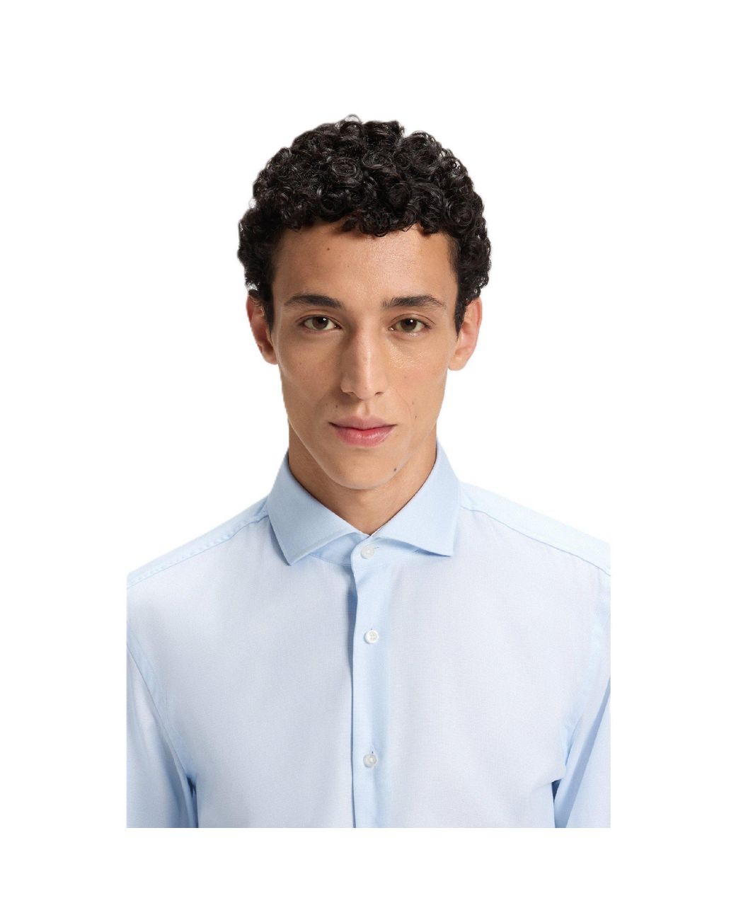 Boss Blue H Hank Spread Long Sleeve Oxford Shirt for men