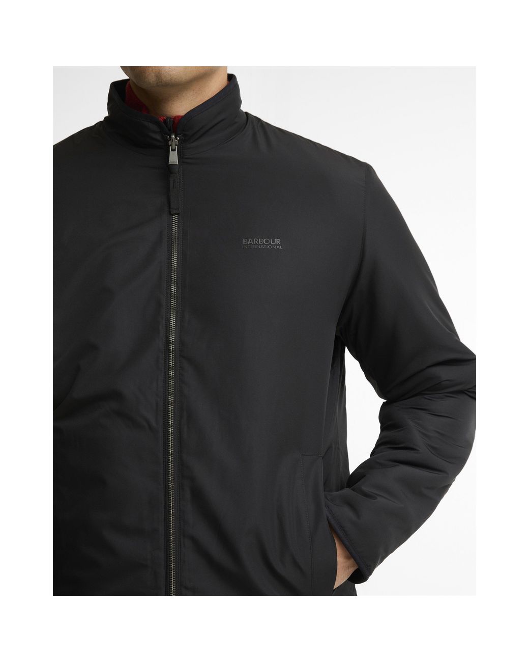 Barbour Black Reverse Fleece Teddy Coat for men