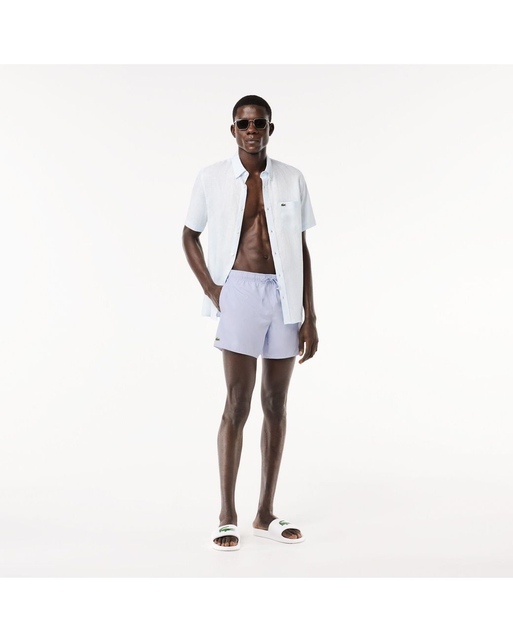 Lacoste White Taff Swim Shorts for men