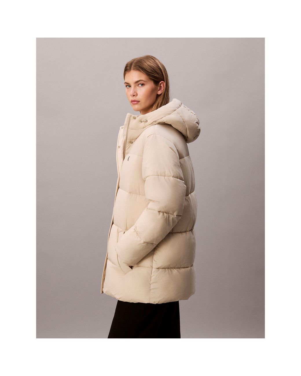 Calvin Klein Natural Belted Medium Puffer Jacket