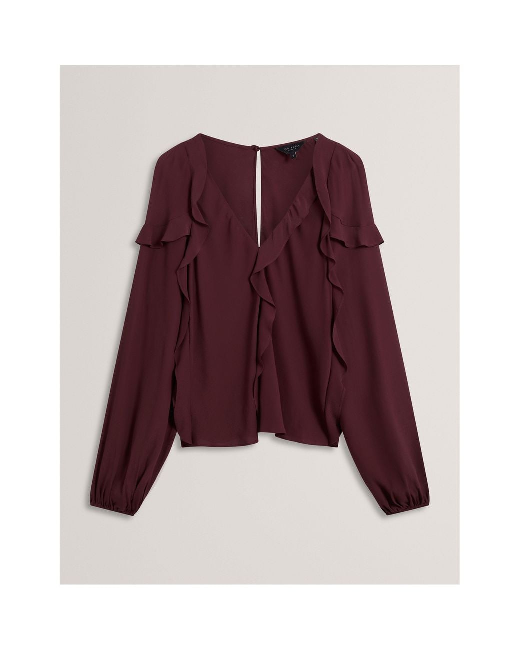 Ted Baker Purple Long-Sleeve Frill Blouse