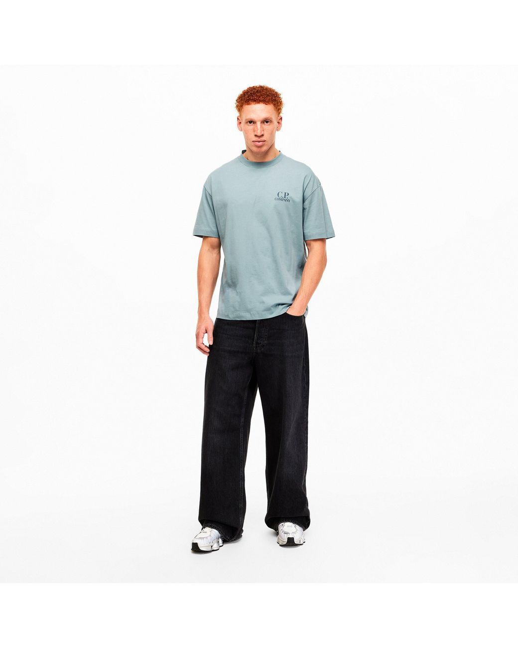 C P Company Blue Double Logo Tee for men
