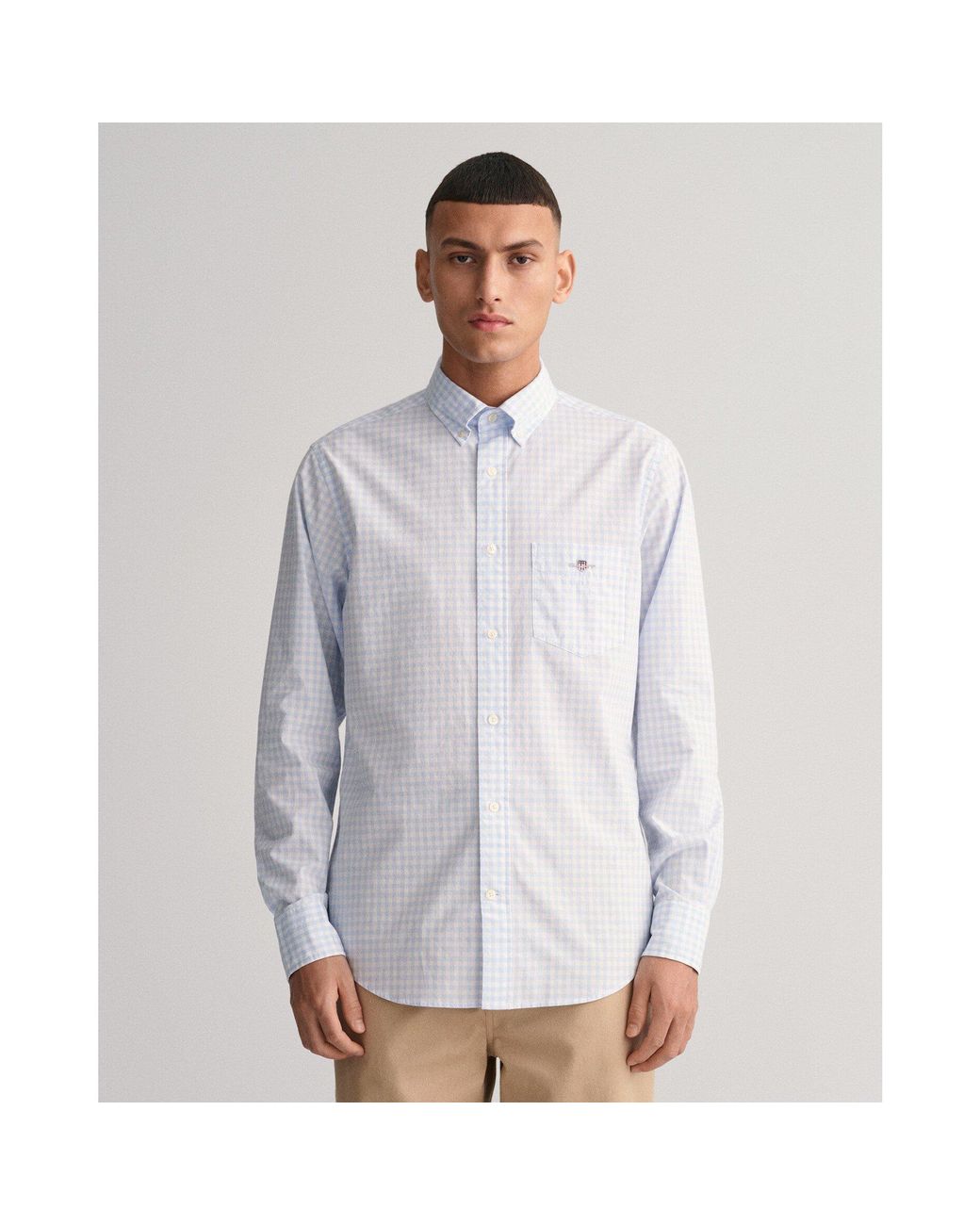 Gant Blue Regular Fit Gingham Poplin Shirt for men