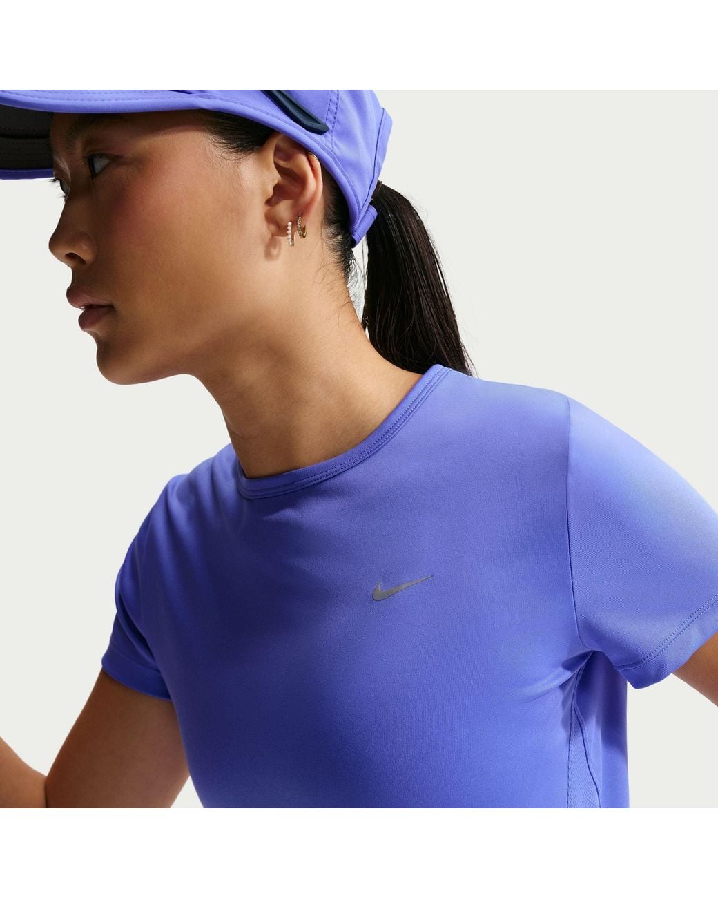 Nike Blue Tempo Dri Fit Short Sleeve Running Top