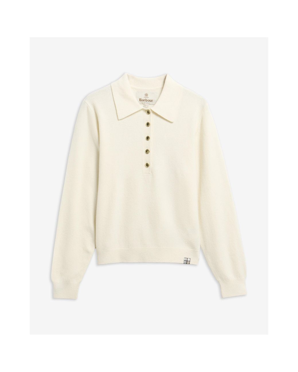 Barbour White Wynn Merino Wool Long-Sleeve Polo Shirt