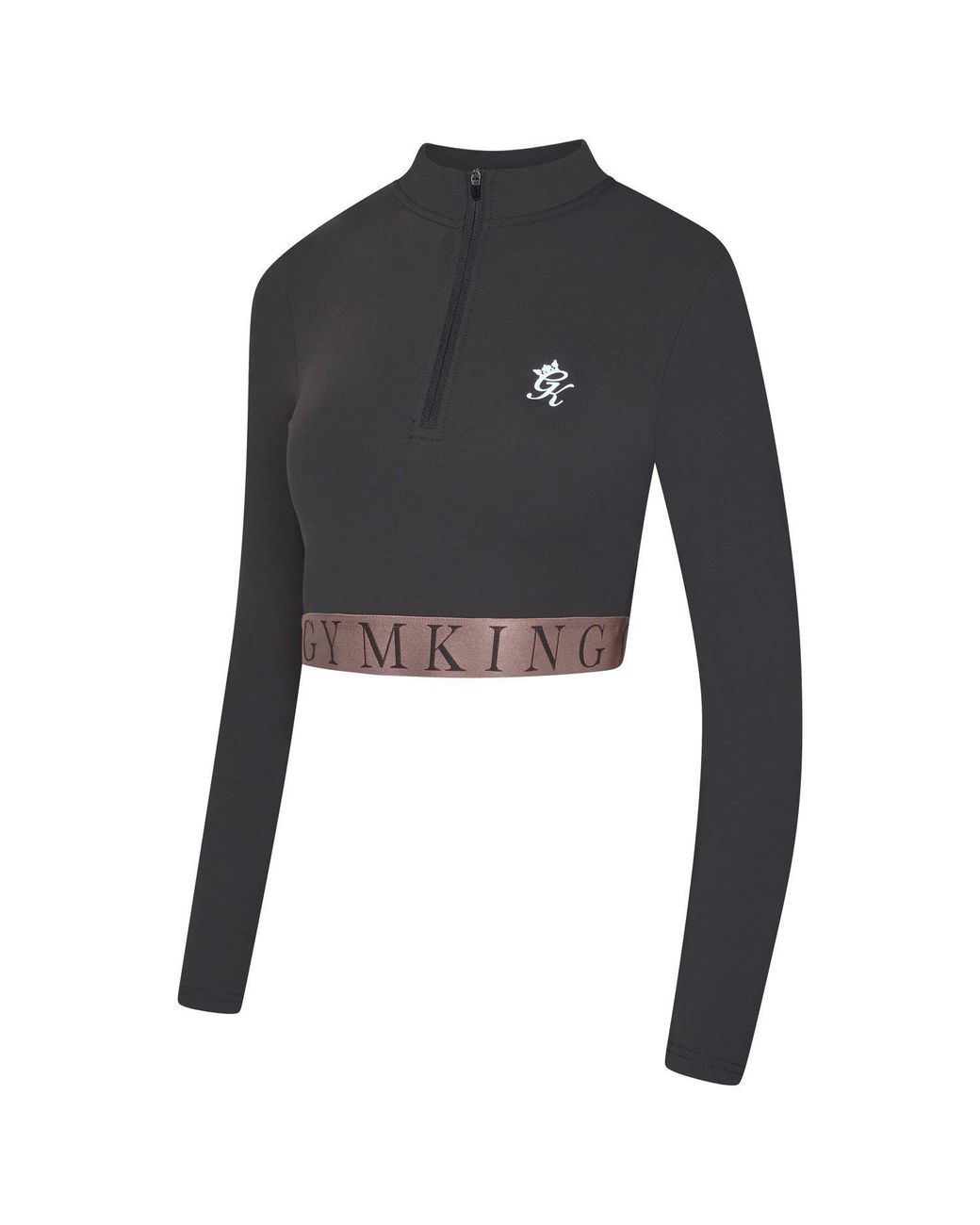 Gym King Gray Impact Quarter Zip Funnel Neck Crop Top