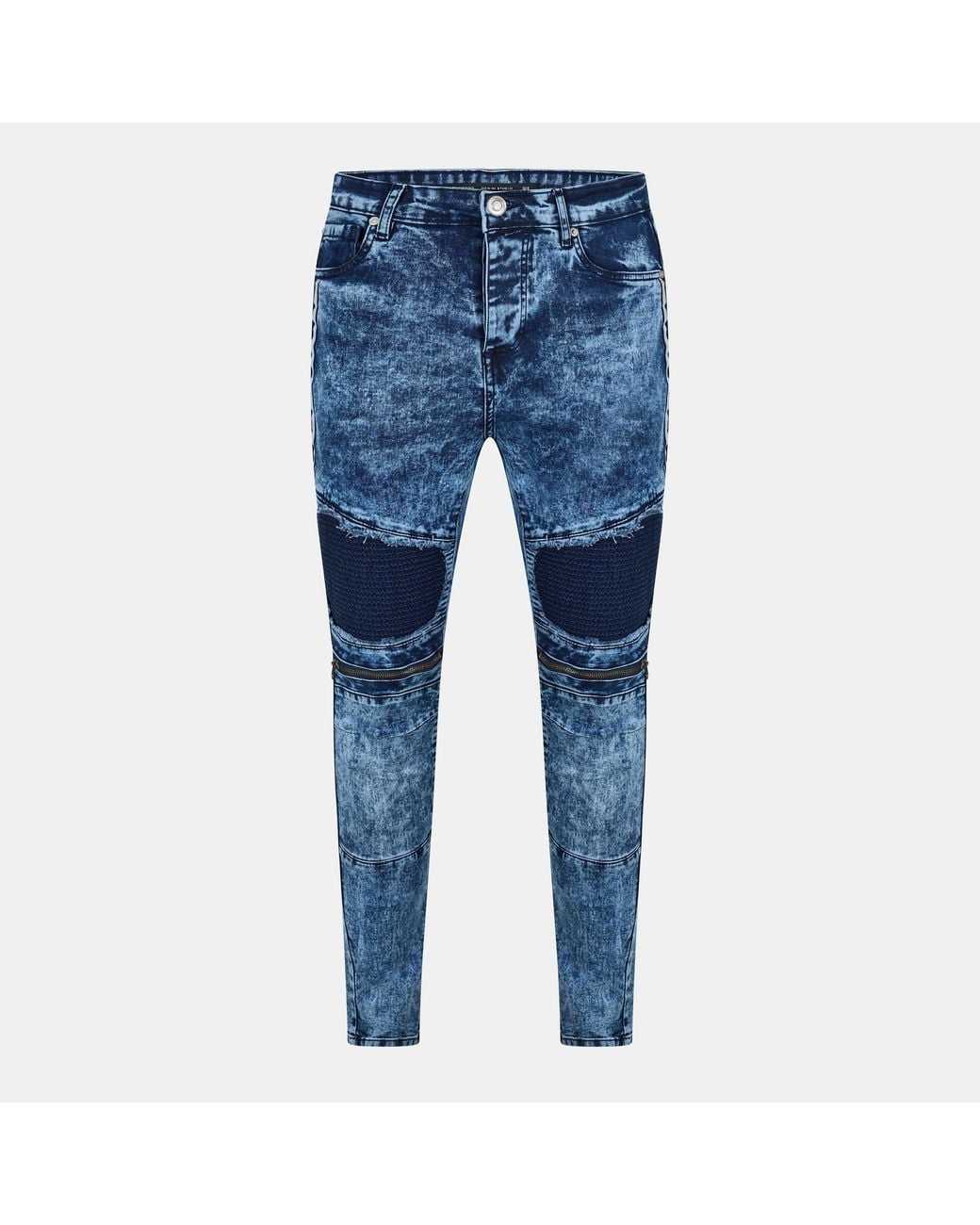 Brave Soul Blue Biker Jean With Panel Details for men