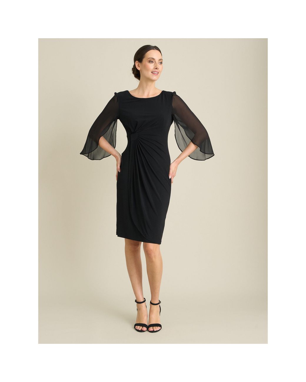 Gina Bacconi Black Ryder Jersey And Chiffon Wrap Dress